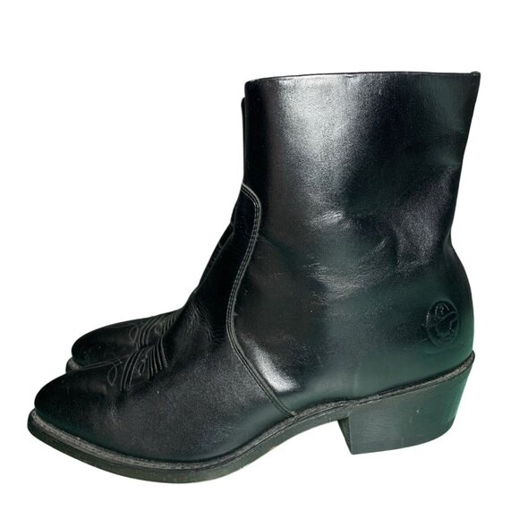 Durango Black Leather Side Zip Up Short Western Boots Mens Size 10.5 D USA Made - Picture 3 of 9